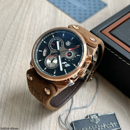 TAG HEUER F1 FORMULA 1 ROSE PRETO COURO 45MM