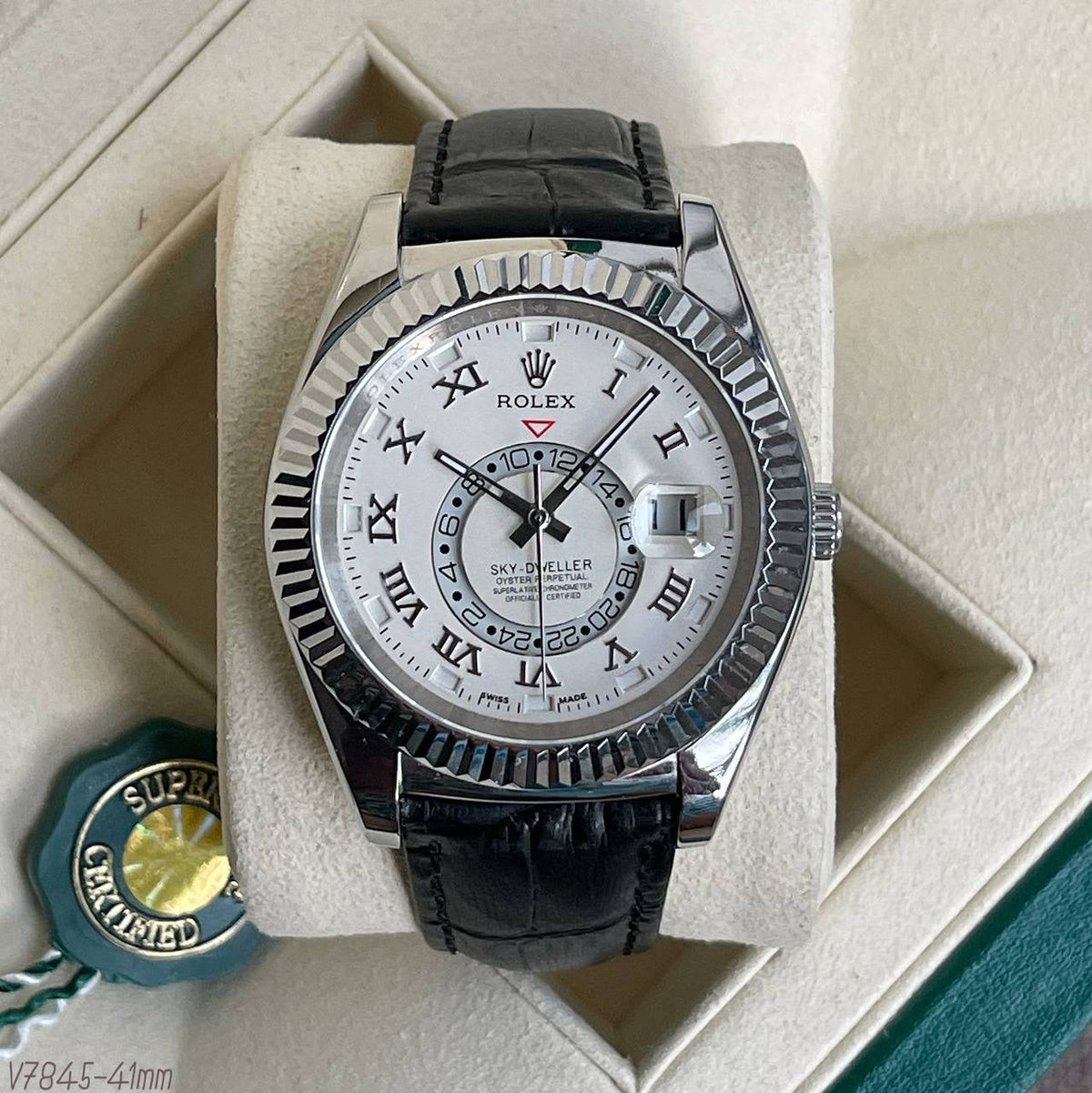 ROLEX SKY DWELLER BRANCO COURO 41MM