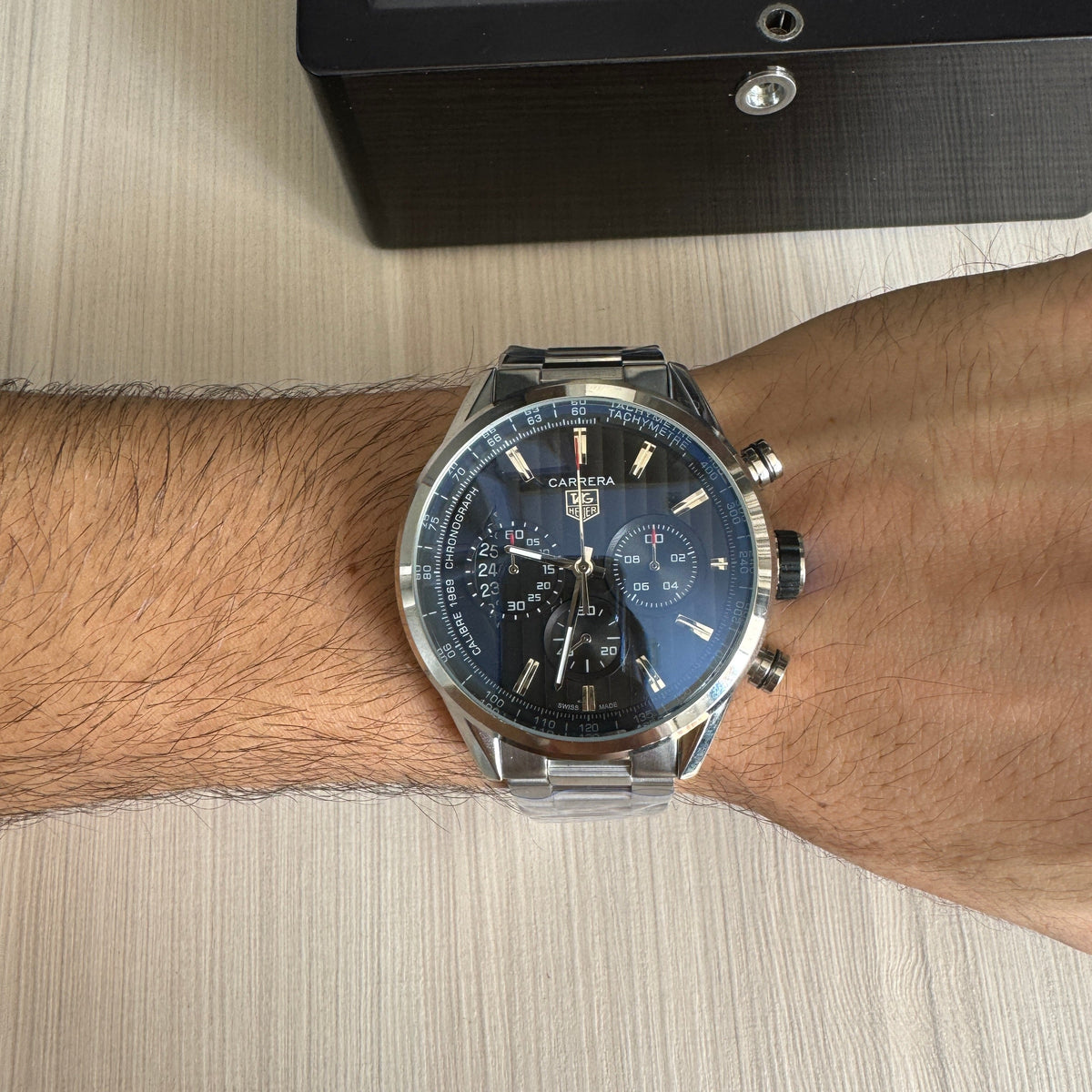TAG HEUER CARRERA 1969 PRATA PRETO 46MM