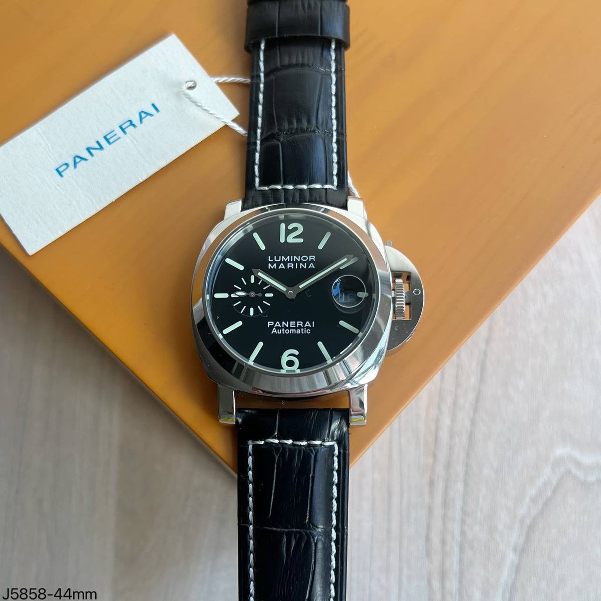 PANERAI LUMINOR MARINA PRATA PRETO COURO 44MM