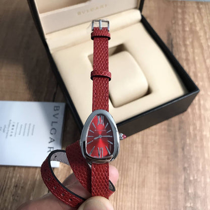 BVLGARI SERPENTE COURO VERMELHO  23MM X 32MM FEMININO
