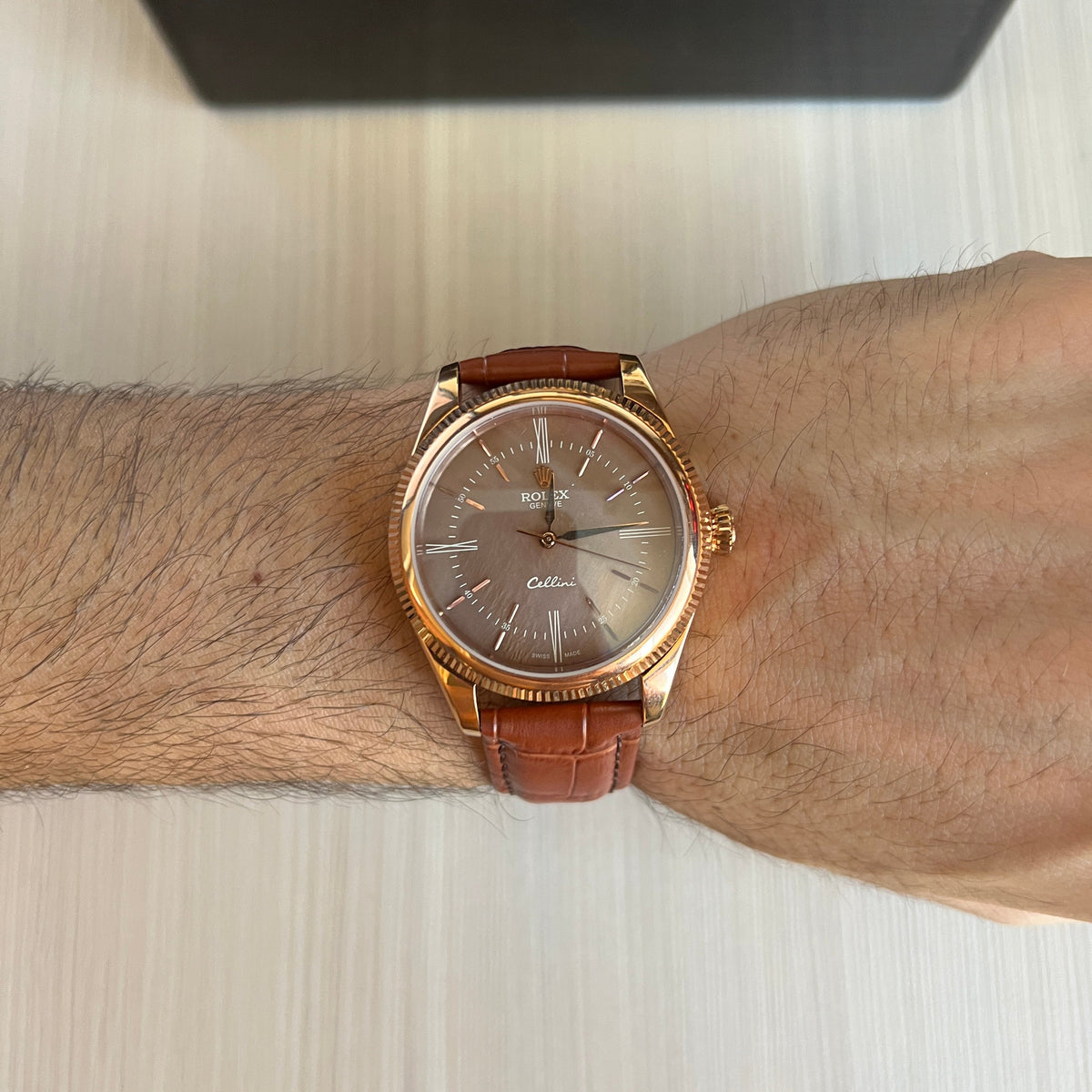 ROLEX CELLINI ROSE COURO 40MM