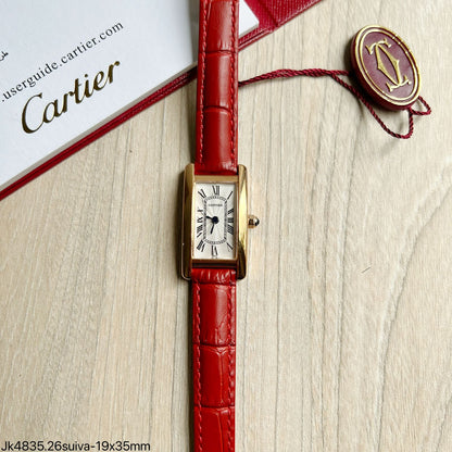 CARTIER ROSE COURO VERMELHO 19MM X 35MM FEMININO