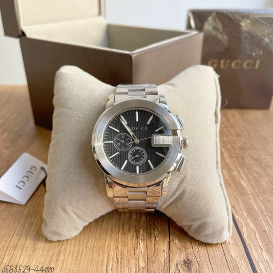 GUCCI PRATA PRETO PULSEIRA AÇO 44MM