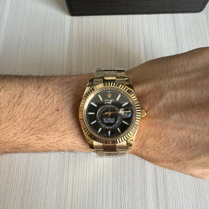ROLEX SKY DWELLER DOURADO PRETO 42MM