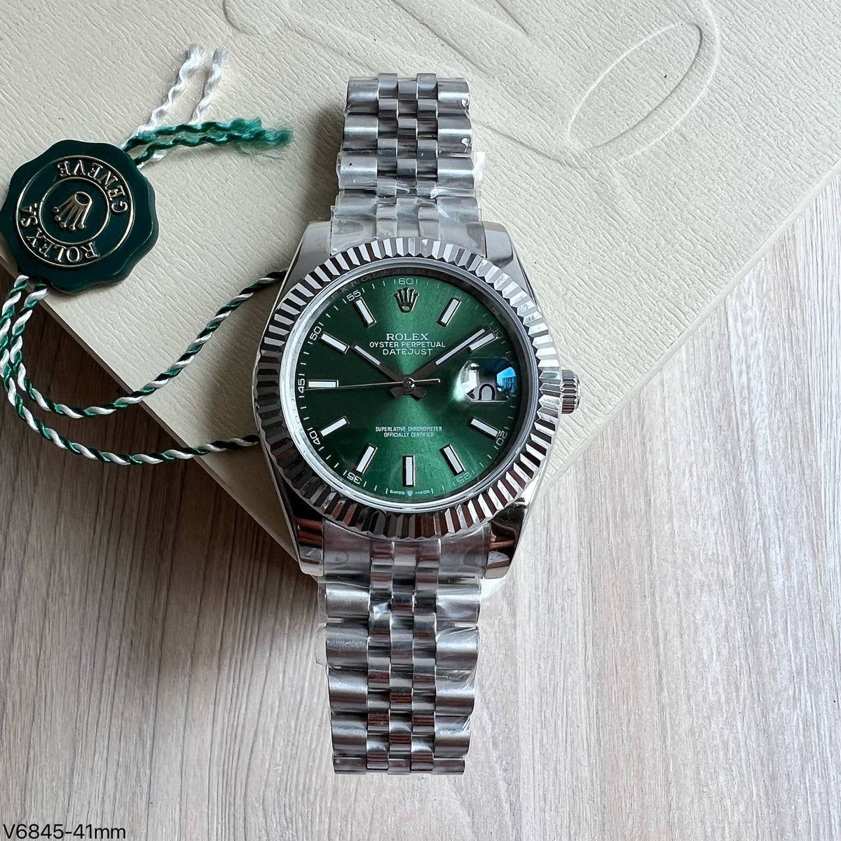 ROLEX DATEJUST PRATA VERDE JUBILEU 41MM