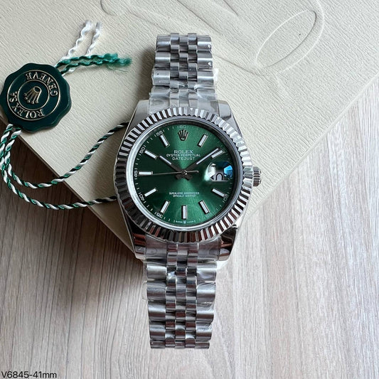 ROLEX DATEJUST PRATA VERDE JUBILEU 41MM