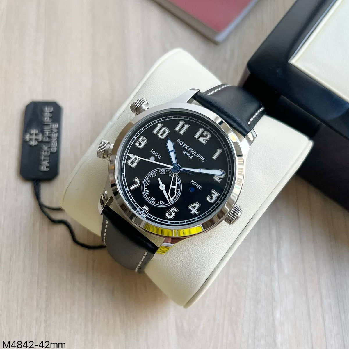 PATEK PHILIPPE PRATA COURO AUTOMATICO 42MM