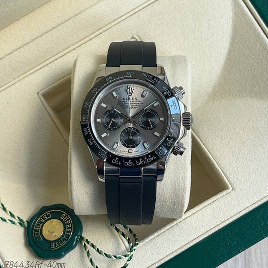 ROLEX DAYTONA PRATA CINZA BORRACHA 40MM