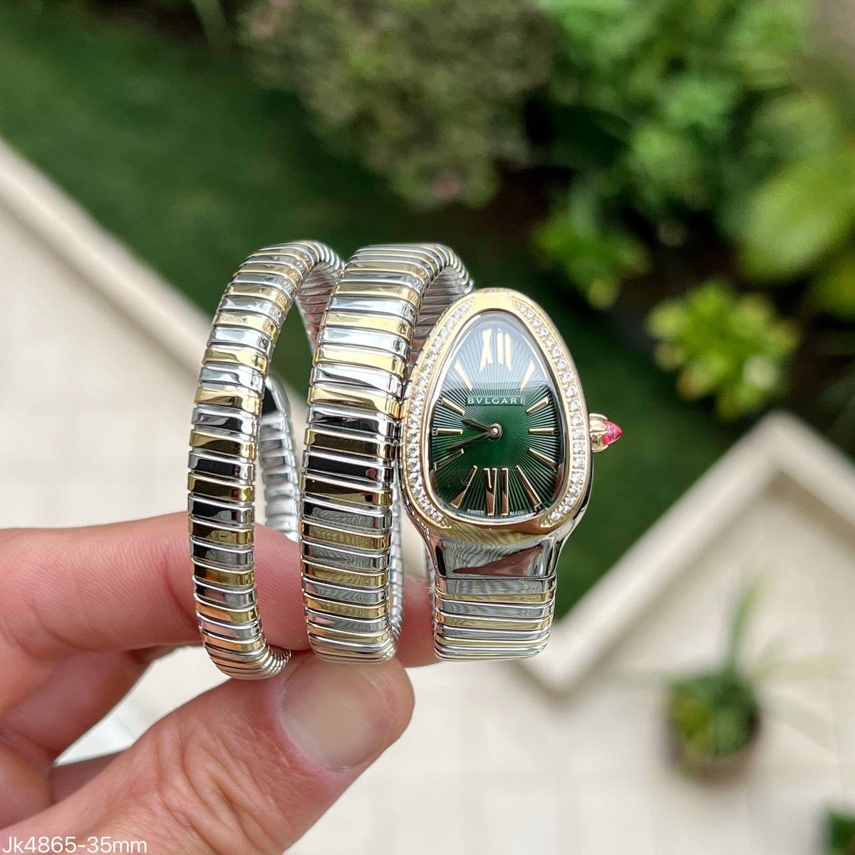 BVLGARI SERPENTE MISTO VERDE 2 VOLTAS BRILHANTE  23MM X 35MM FEMININO