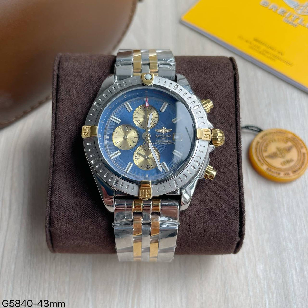 BREITLING CHRONOMAT PRATA DOURADO AZUL 46MM