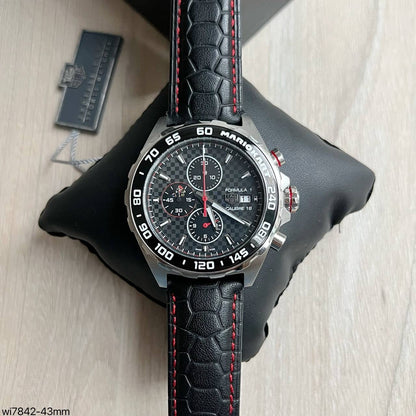 TAG HEUER MARIO KART PRATA COURO 43MM