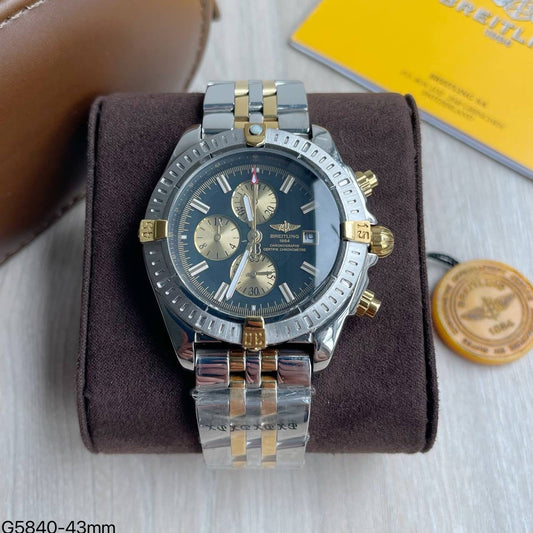 BREITLING CHRONOMAT PRATA DOURADO PRETO 46MM