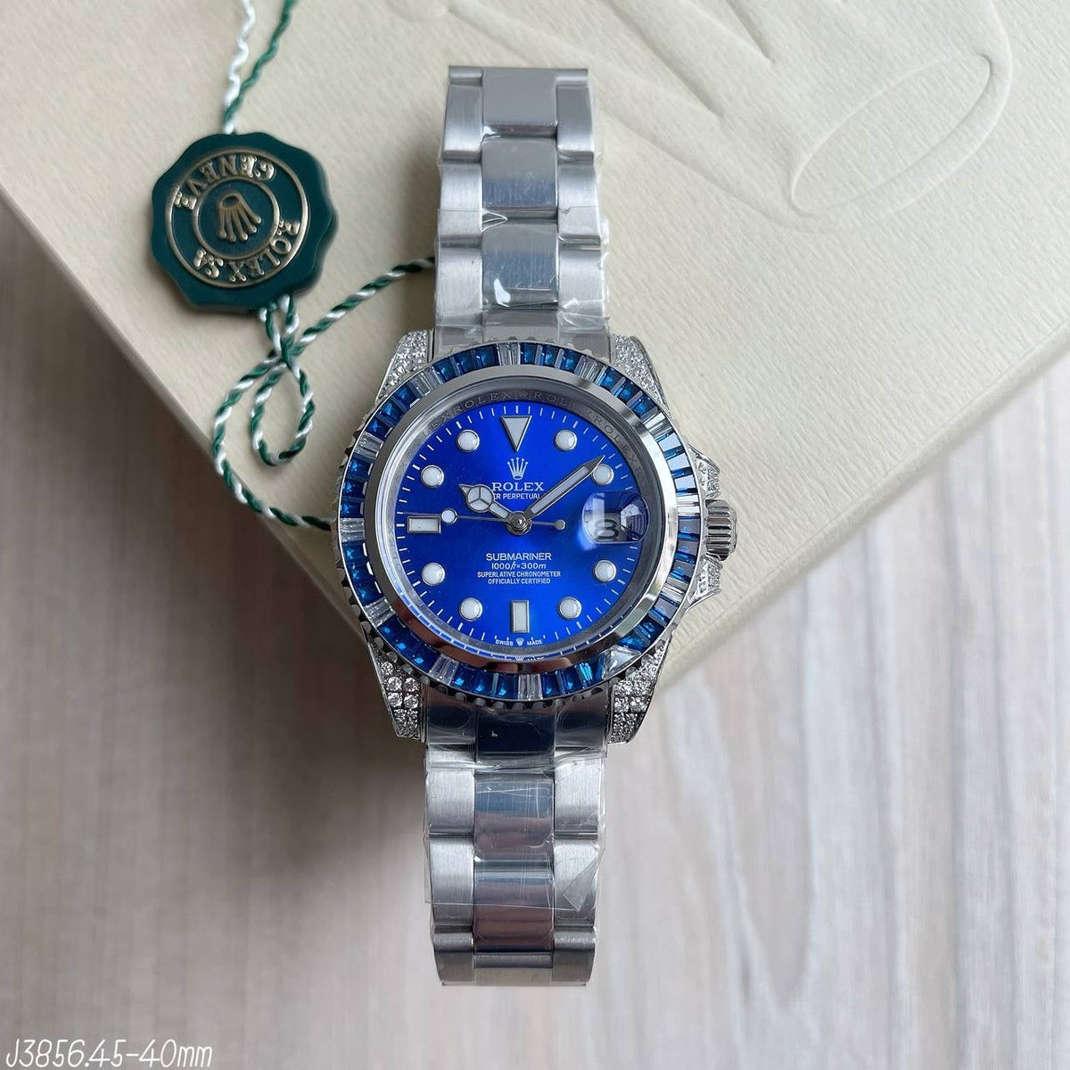 ROLEX DATEJUST PRATA AZUL BRILHANTES 40MM