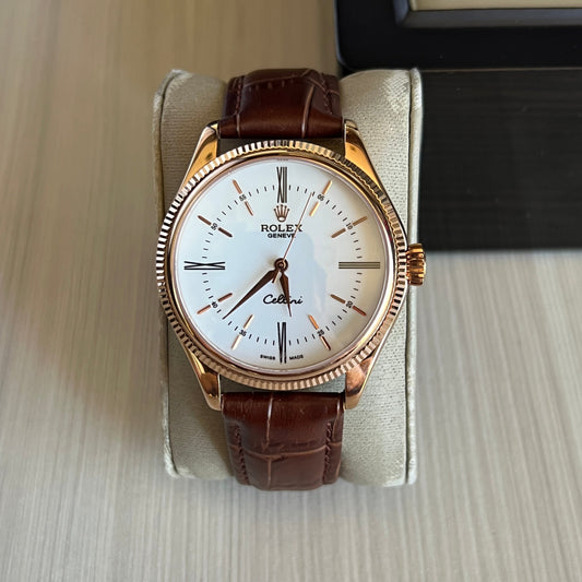 ROLEX CELLINI ROSE COURO 40MM