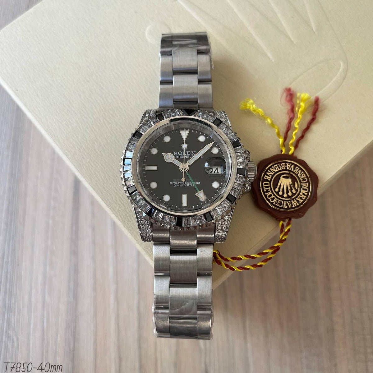 ROLEX SUBMARINER PRATA PRETO BRILHANTES 40MM