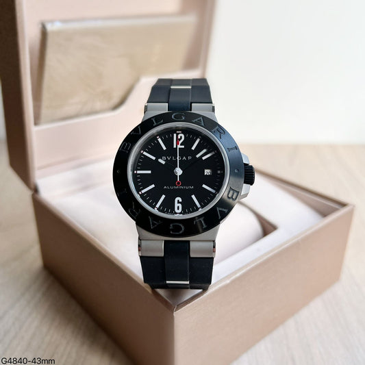 BVLGARI ALUMINIUM PRATA BORRACHA AUTOMÁTICO 43MM