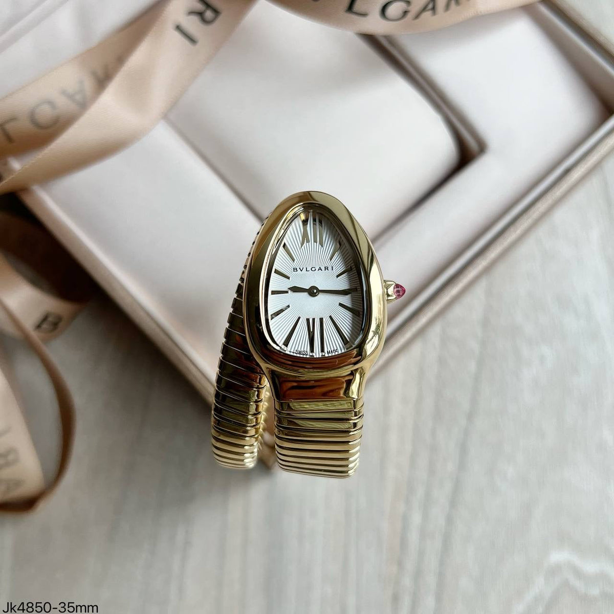 BVLGARI SERPENTE DOURADO BRANCO 1 VOLTA  23MM X 35MM FEMININO
