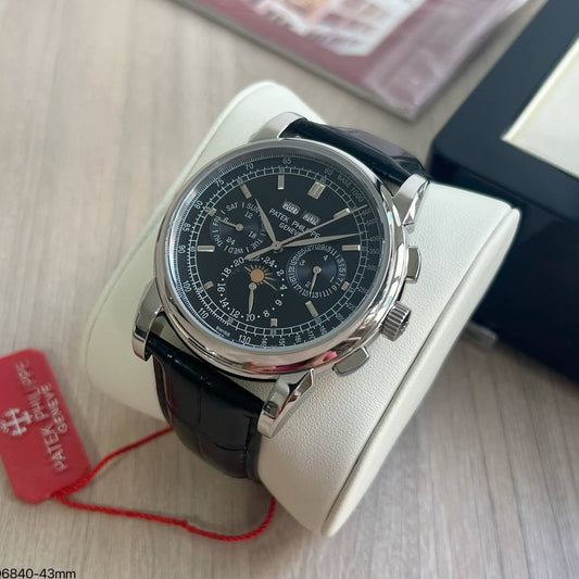 PATEK PHILIPPE PRATA COURO AUTOMATICO 43MM