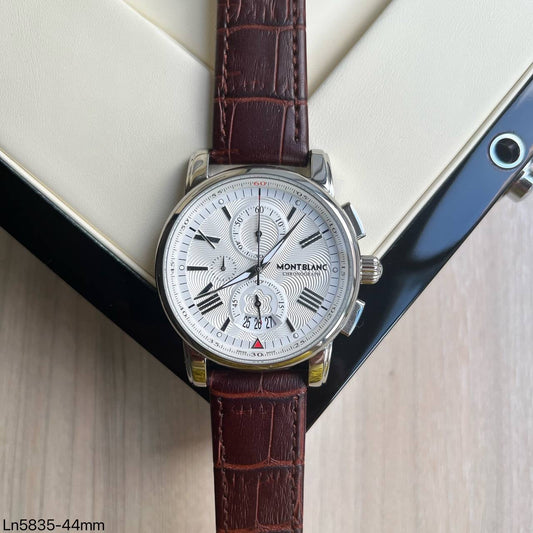MONT BLANC PRATA COURO 44MM