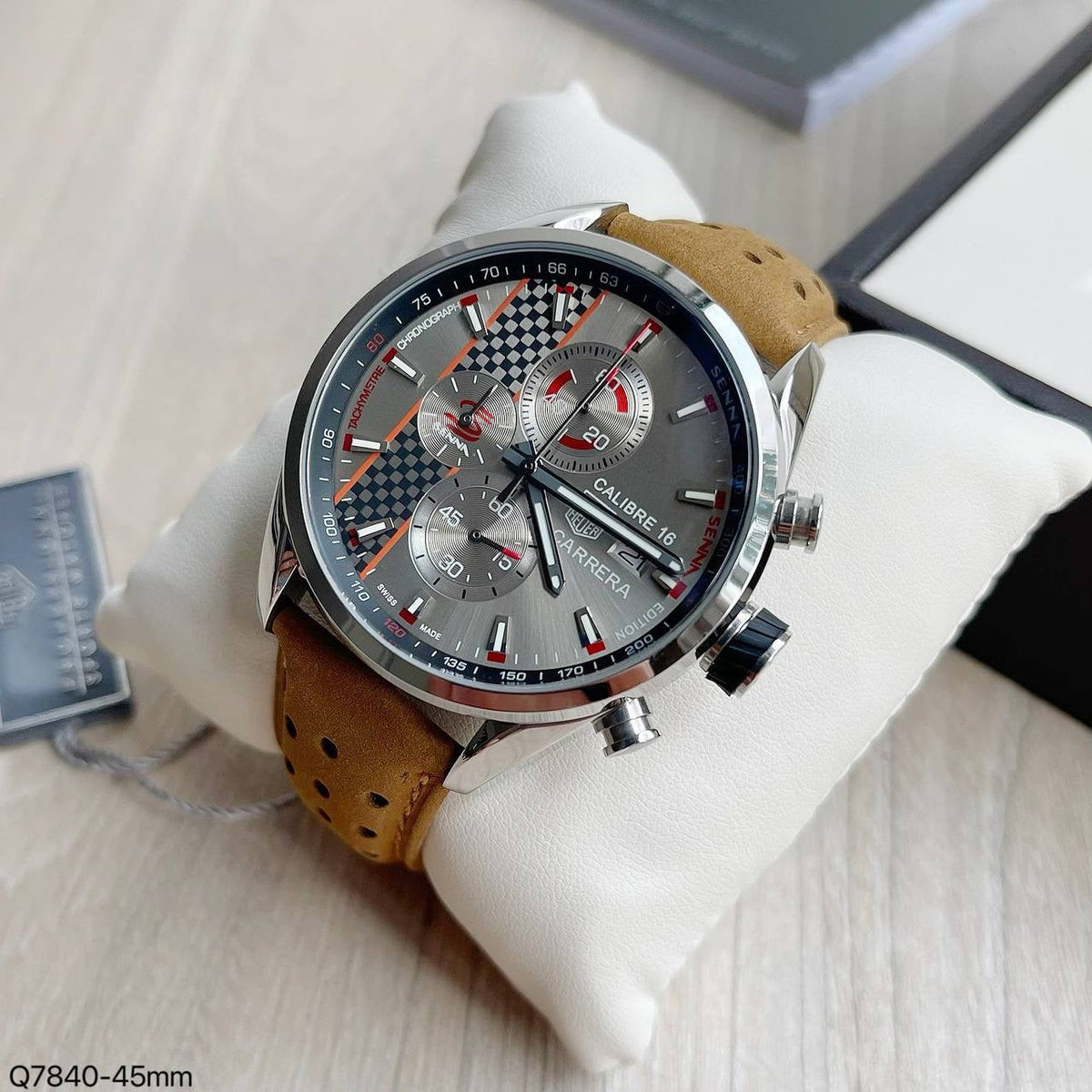 TAG HEUER CARRERA CALIBRE 16 PRATA COURO 45MM