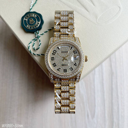 ROLEX DAY DATE DOURADO VERDE BRILHANTES 38MM