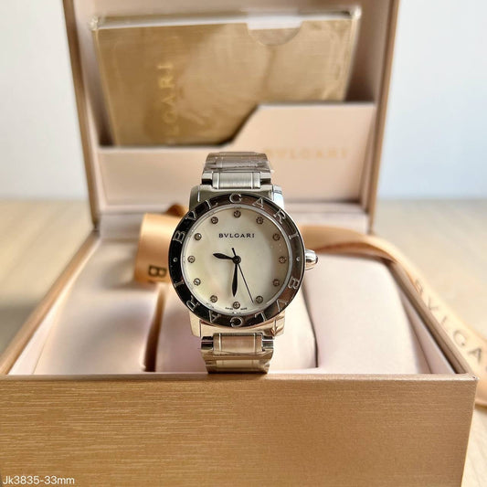 BVLGARI BULGARI PRATA BRANCO MADRE PEROLA 30MM FEMININO