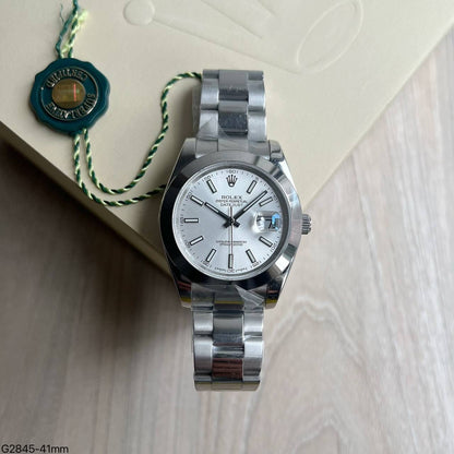 ROLEX DATEJUST PRATA BRANCO LISO 41MM