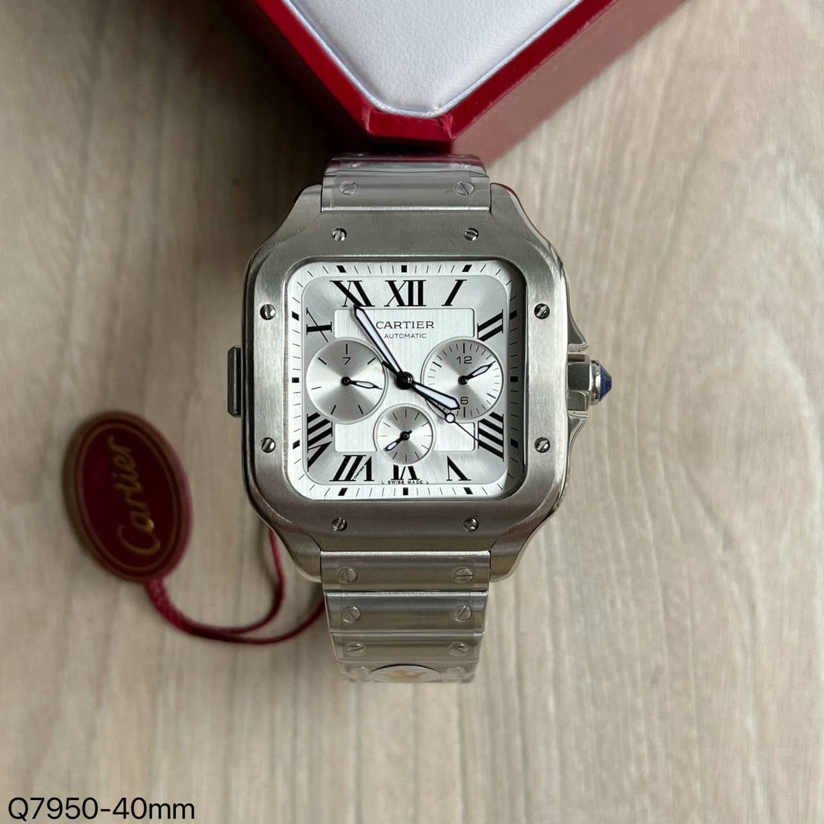 CARTIER SANTOS PRATA BRANCO 40MM X 47MM