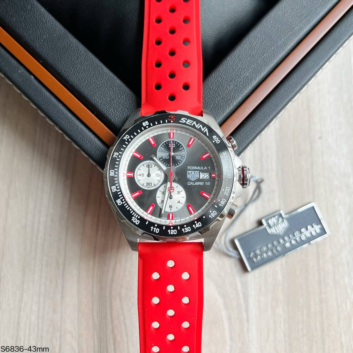 TAG HEUER SENNA F1 FORMULA 1 PRATA VERMELHO 43MM