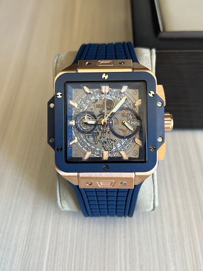 HUBLOT SQUARE BANG ROSE AZUL 42MM
