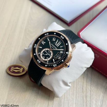 CARTIER DIVER ROSE PRETO BORRACHA 43MM