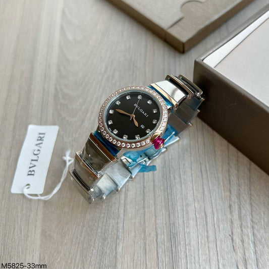 BVLGARI LUCEA PRATA ROSE COM BRILHANTES 33MM FEMININO