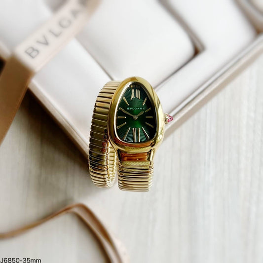 BVLGARI SERPENTE DOURADO VERDE 1 VOLTA  23MM X 35MM FEMININO