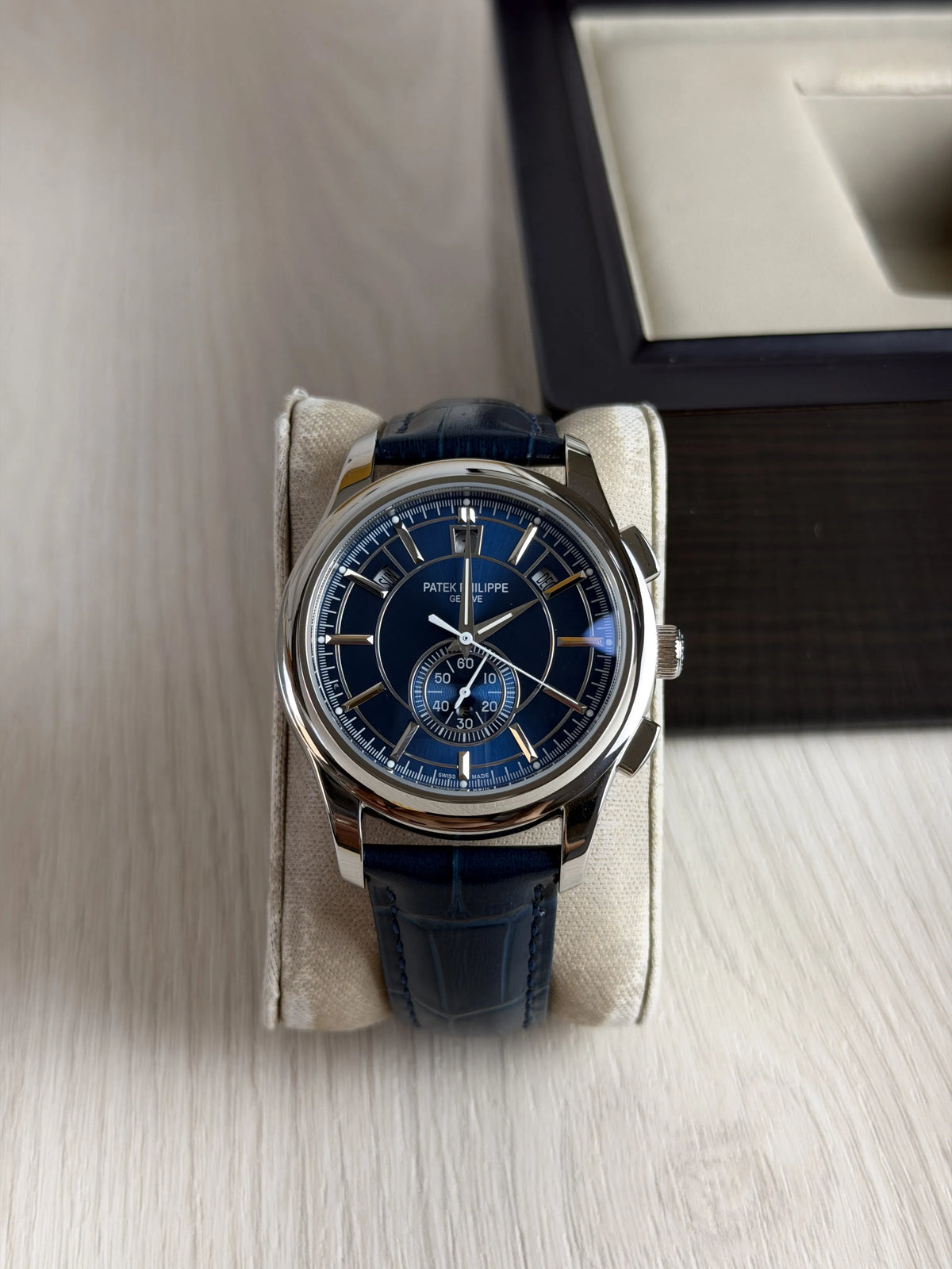 PATEK PHILIPPE ANNUAL CALENDAR PRATA AZUL AUTOMATICO 40MM