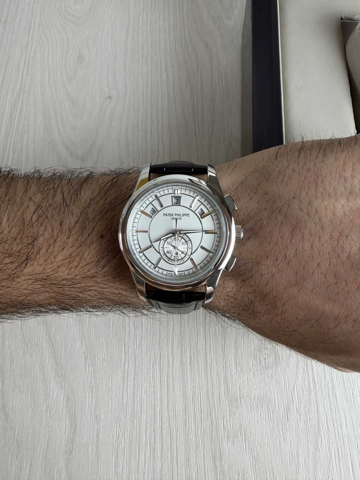 PATEK PHILIPPE ANNUAL CALENDAR PRATA BRANCO AUTOMATICO 40MM