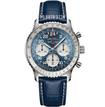 BREITLING NAVITIMER PRATA AZUL 43MM SUPER CLONE