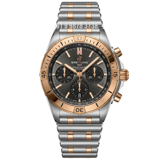 BREITLING CHRONOMAT PRATA ROSE 42MM PRETO SUPER CLONE