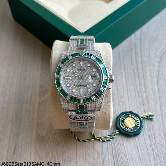 ROLEX SUBMARINER GREEN DIAMOND ETA AMG SUPER CLONE