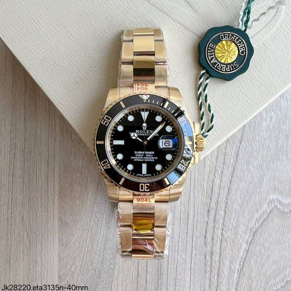 ROLEX SUBMARINER GOLD ETA 3135 JK28220 SUPER CLONE