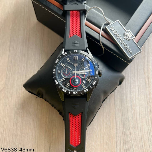 TAG HEUER CARRERA PRETO VERMELHO 43MM