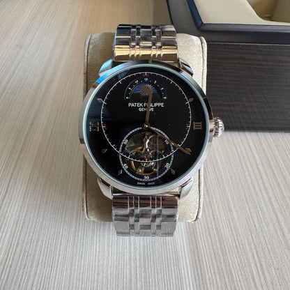 PATEK PHILIPPE PRATA PRETO AUTOMATICO 43MM