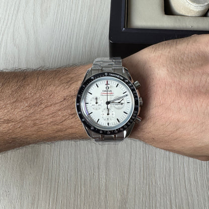 OMEGA SPEEDMASTER PRATA BRANCO 44MM