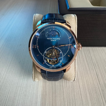 PATEK PHILIPPE ROSE COURO AUTOMATICO 43MM