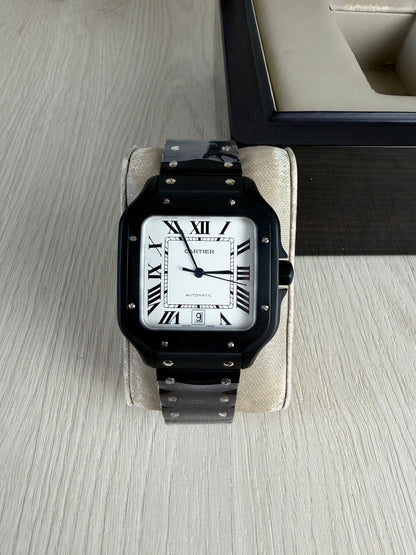 CARTIER SANTOS PRETO BRANCO 40MM X 47MM