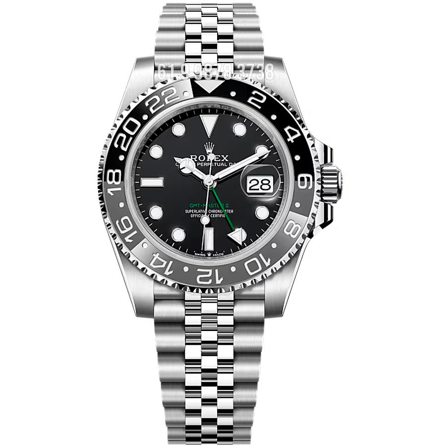 ROLEX GMT MASTER II 2024 PRETO CINZA WAYNE JUBILEE 40MM 126710GRNR SUPER CLONE