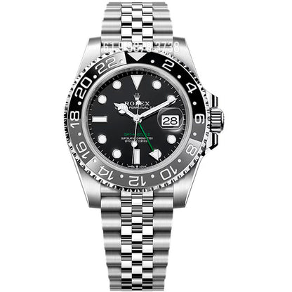 ROLEX GMT MASTER II 2024 PRETO CINZA WAYNE JUBILEE 40MM 126710GRNR SUPER CLONE