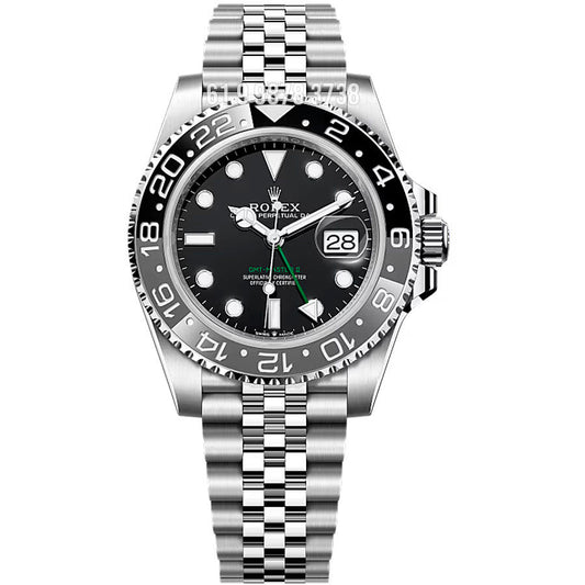 ROLEX GMT MASTER II 2024 PRETO CINZA WAYNE JUBILEE 40MM 126710GRNR SUPER CLONE
