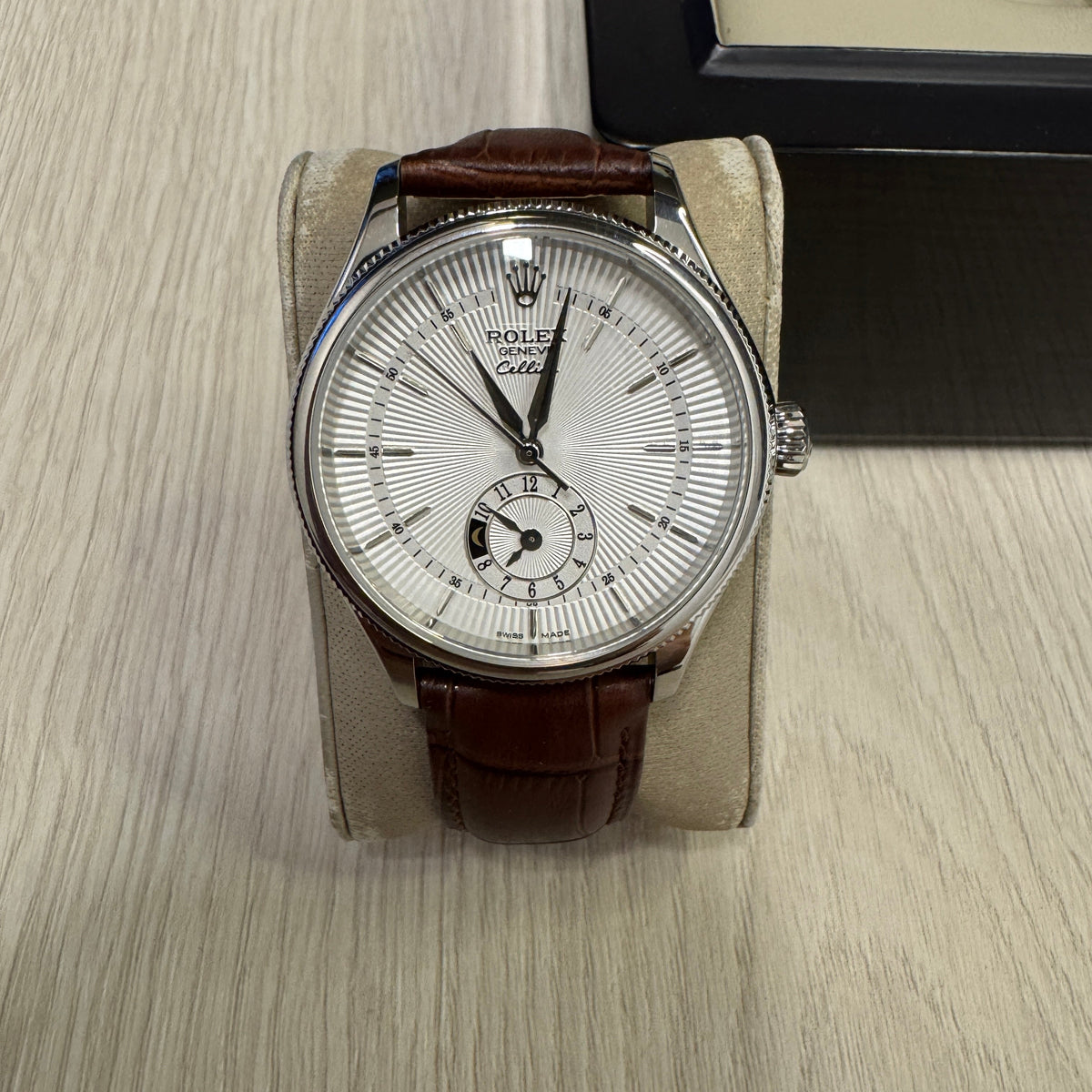 ROLEX CELLINI PRATA COURO 40MM
