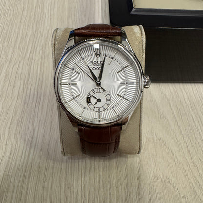 ROLEX CELLINI PRATA COURO 40MM